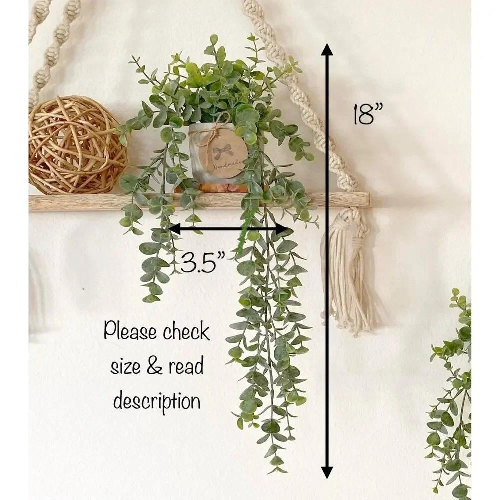 2x Hanging Faux Eucalyptus Plant in Handmade Concrete Pot - Picture 4 of 8